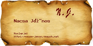 Nacsa János névjegykártya